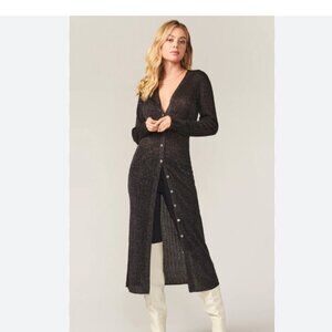 Alison Andrews Cardigan Dress Plus Size 3X Longline Ribbed Metallic